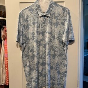 Travis Mathew Light Blue and White Leaf Polo